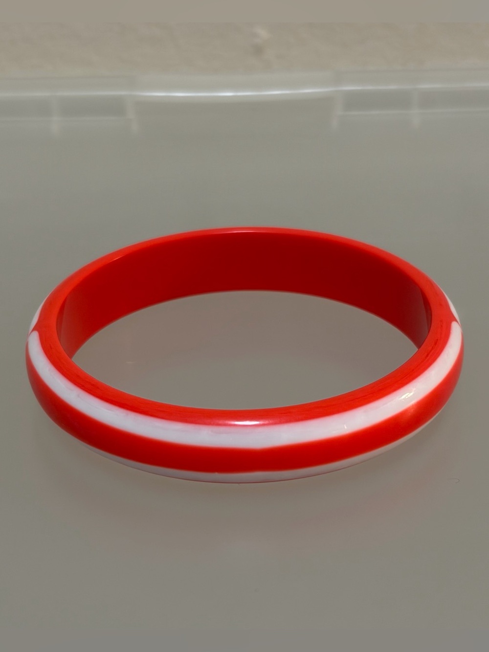 VTG Unbranded Orange/White Striped Bangle Bracelet